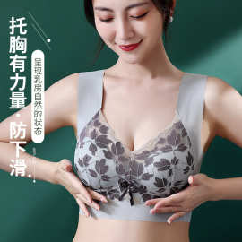 蕾丝内衣女聚拢无钢圈固定杯大胸显小收副乳防下垂文胸罩显瘦2024