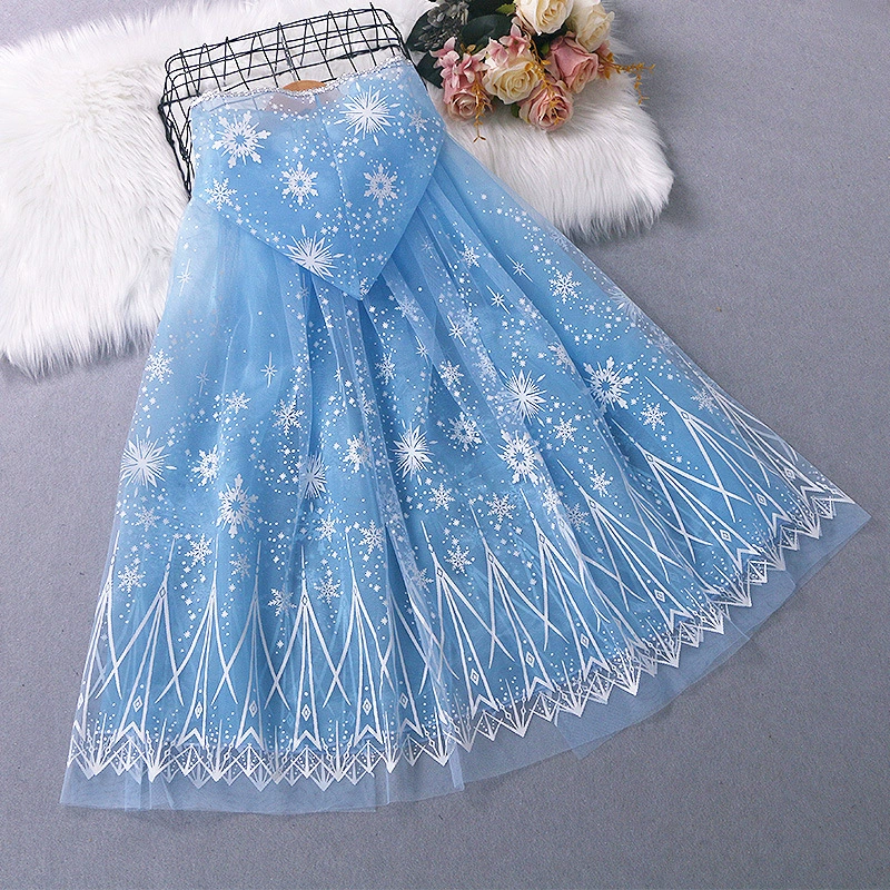 Детская тонкая сетчатая накидка Frozen, стильный косплей-костюм, универсальный для прогулок.