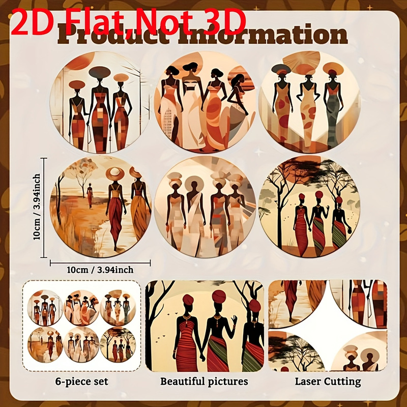 6-piece African art wooden coaster set, perfect for coffee and tea - ideal for the kitchen 6-piece African art wooden coaster set, perfect for coffee and tea - ideal for the kitchen