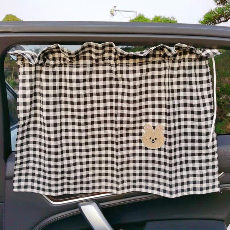 Estilo ins cortina de coche a cuadros cortina de protección solar para niños bebé coche interior bloqueo de luz cortina de sombrilla