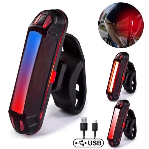 Wholesale bicycle lights, usb rechargeable tail lights, COB high-brightness beads, mountain bike tail lights, bicycle warning light equipment