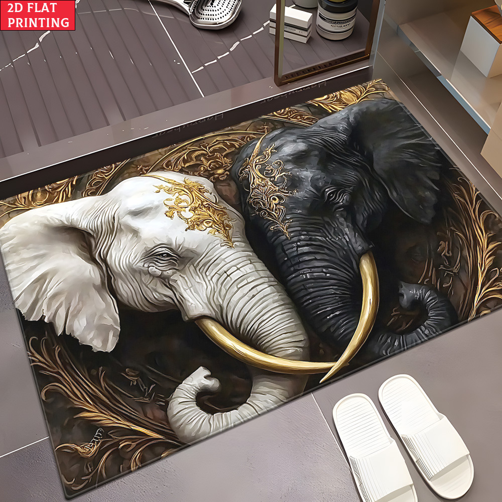 Cross-border best-selling American retro elephant diatomite bathroom absorbent floor mat, non-slip quick-dry mat for bathroom, available for dropshipping