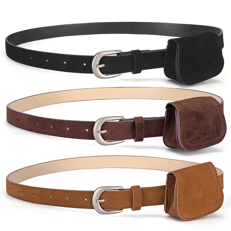 High-End Retro Suede Belt Women's Decorative Waist Bag Fashion Versatile Matching Clothes Jeans Belt Women's Ins Style