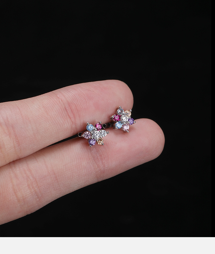 316L Stainless Steel Nail Flower Puncture Jewelry - European American Exaggerated Multi-Diamond Flower Nail Body Jewelry Wholesale detail image 10