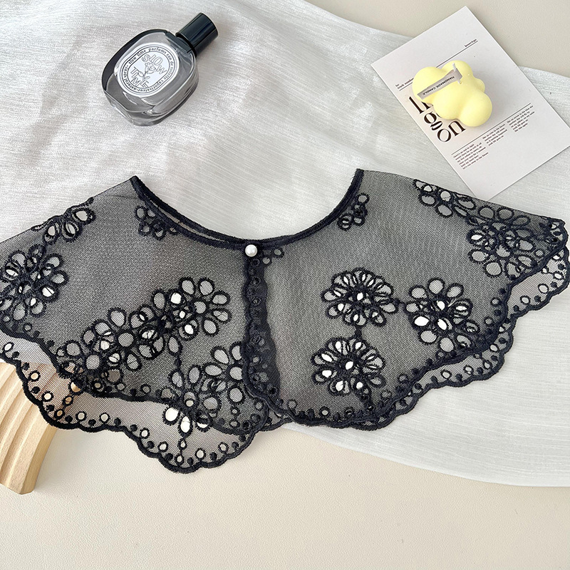 Camisas de cuello falso para niños de cuello falso de encaje, bufandas huecas, cuello, cuello de loto