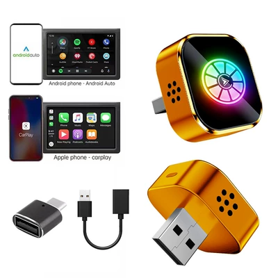 Wireless Carplay Adapter for – Simsiz CarPlay və Android Auto - k18-metallic-orange-colorful-label-adapter-extension-cord