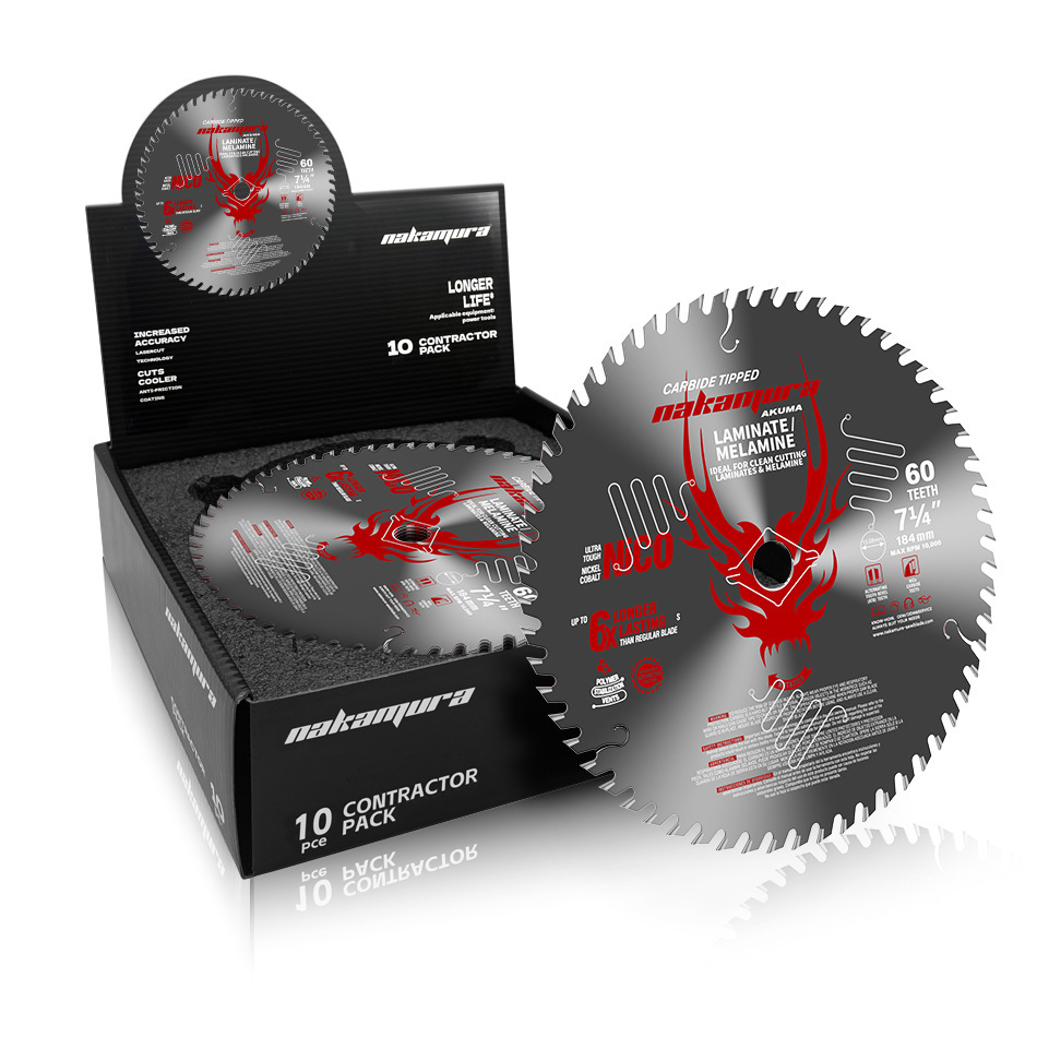中村7AKUMA系列TCT10pcs木材切割184mm圆锯片60T多片锯出口专用