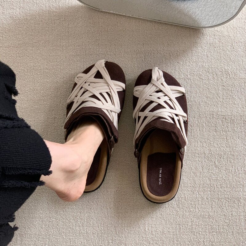 Slip-On Casual Sports Crazy Style Birkenstock Shoes New Model for Women Summer 2026 Outdoor Closed-Toe Half Slippers with Straps Slip-On Casual Sports Crazy Style Birkenstock Shoes New Model for Women Summer 2026 Outdoor Closed-Toe Half Slippers with Straps