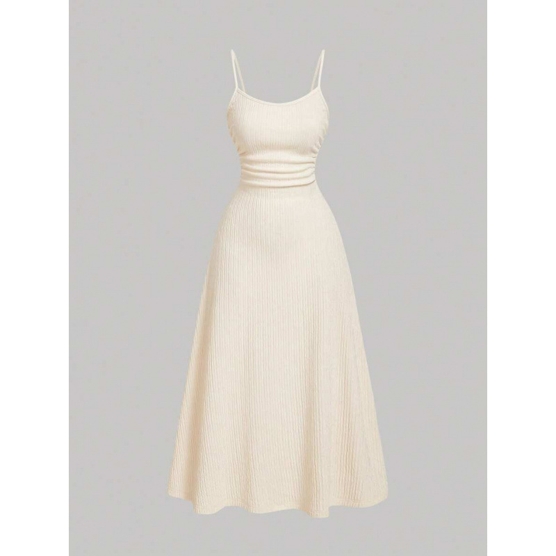 2025 comercio exterior mujeres vestidos 1pc damas romántico pliegue ajustable correa de hombro delgada vestido