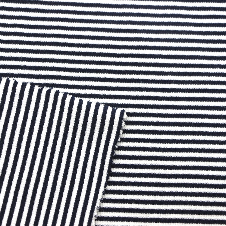 色织循环彩条螺纹罗纹布棉氨纶弹力3MM色织彩条2x2罗纹布服装面料