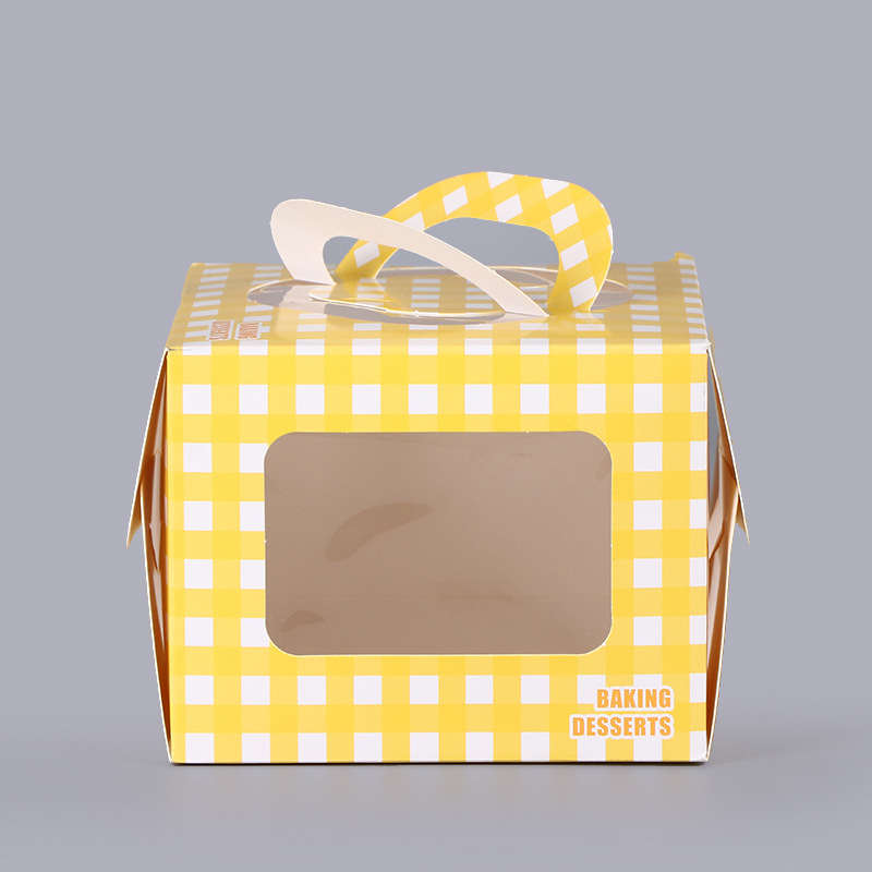网红生日蛋糕盒子包装盒手提开窗3/4/6寸加高烘焙慕斯甜品打包盒