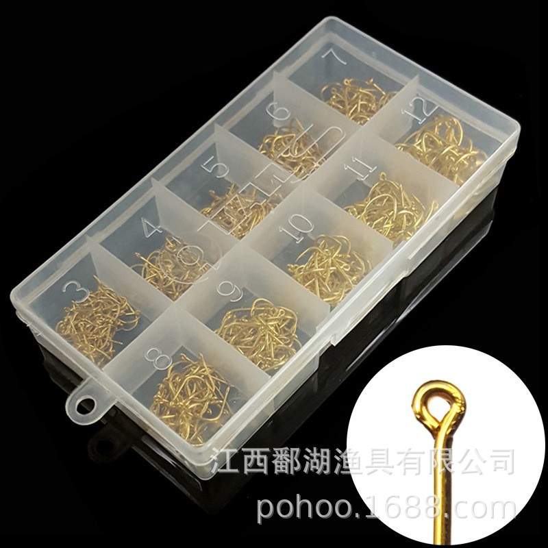 500 grandes 10 rejilla en caja 3-12 tubo Fu isini con anillo carpa gancho acero de alto carbono púas