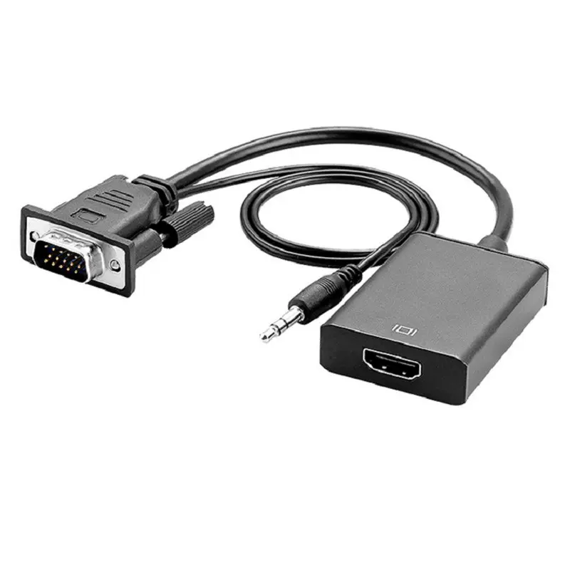 VGA转HDMI转接线电脑连接电视带音频连接线接头投影仪显示转换器