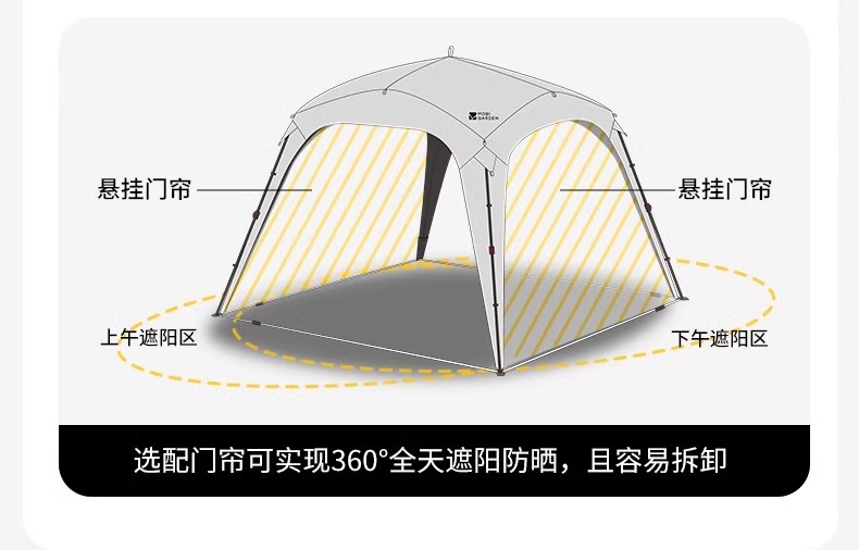 Mugod Holiday Dome 9.0 Automatic Outdoor Black Vinyl Canopy Tent for Camping, Sun Protection, No Assembly Required, Quick Open, Rainproof