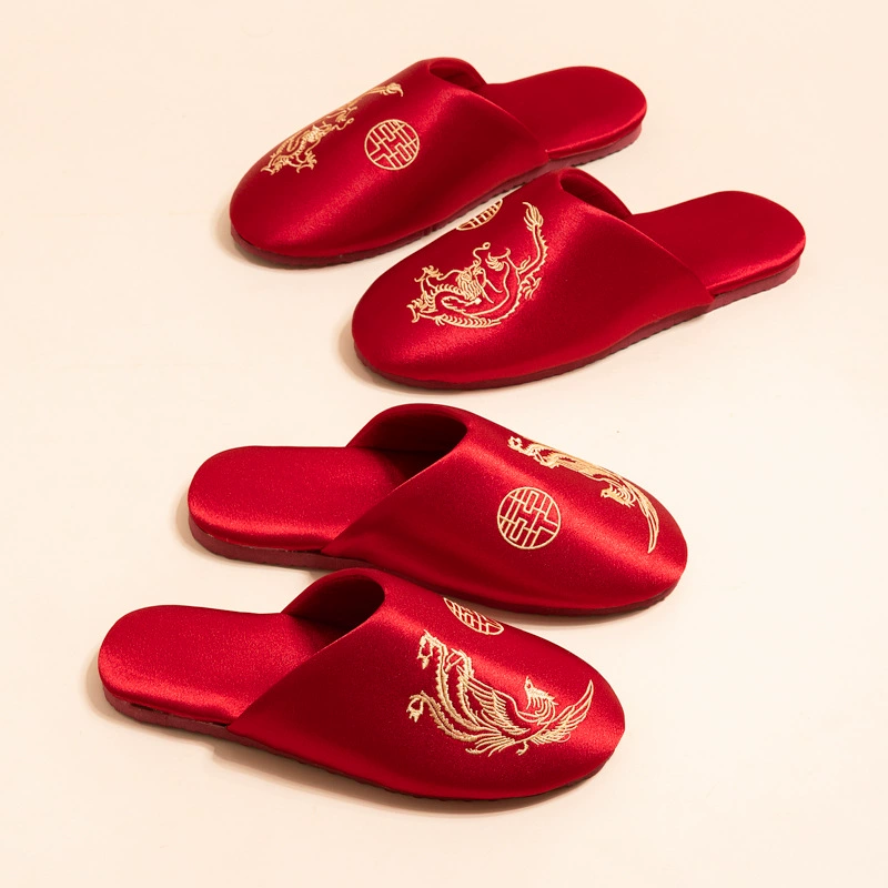 Национальный прилив свадебные тапочки праздничный дракон и феникс пара жениха и невесты приданое свадьба осенью и зимой