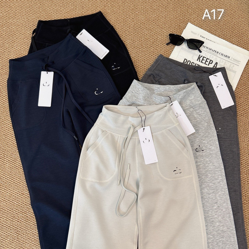 Fitness Air Pants High-Waisted Yoga Casual Long Pants Soft and Smooth Old Money Style Elastic Waist Alo Breathable Drapey Feel A17