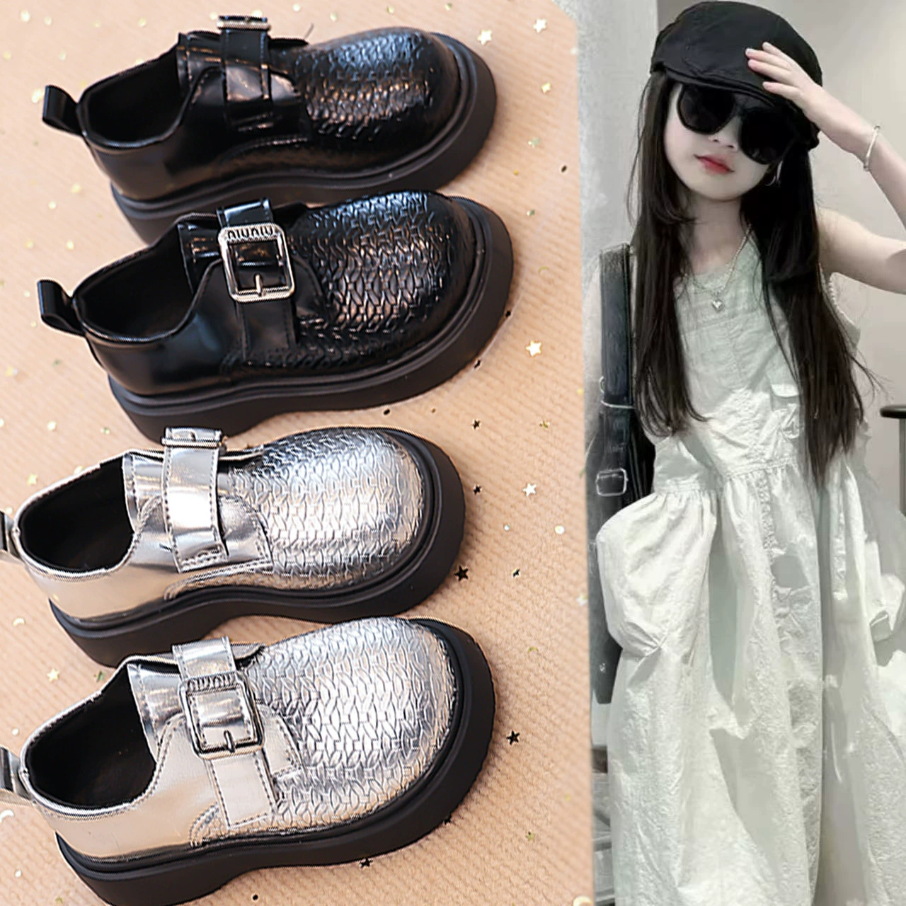 2025 новые осенние лоферы на толстой подошве, стильные детские кожаные туфли для девочек, маленькие туфли в лесном стиле, ретро