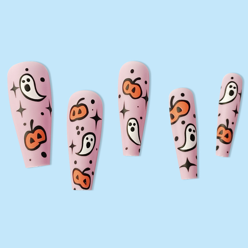 Calabaza fantasma de Halloween desgaste de uñas avanzada de uñas pieza de uñas falso parche de uñas desgaste de uñas producto terminado al por mayor image 5