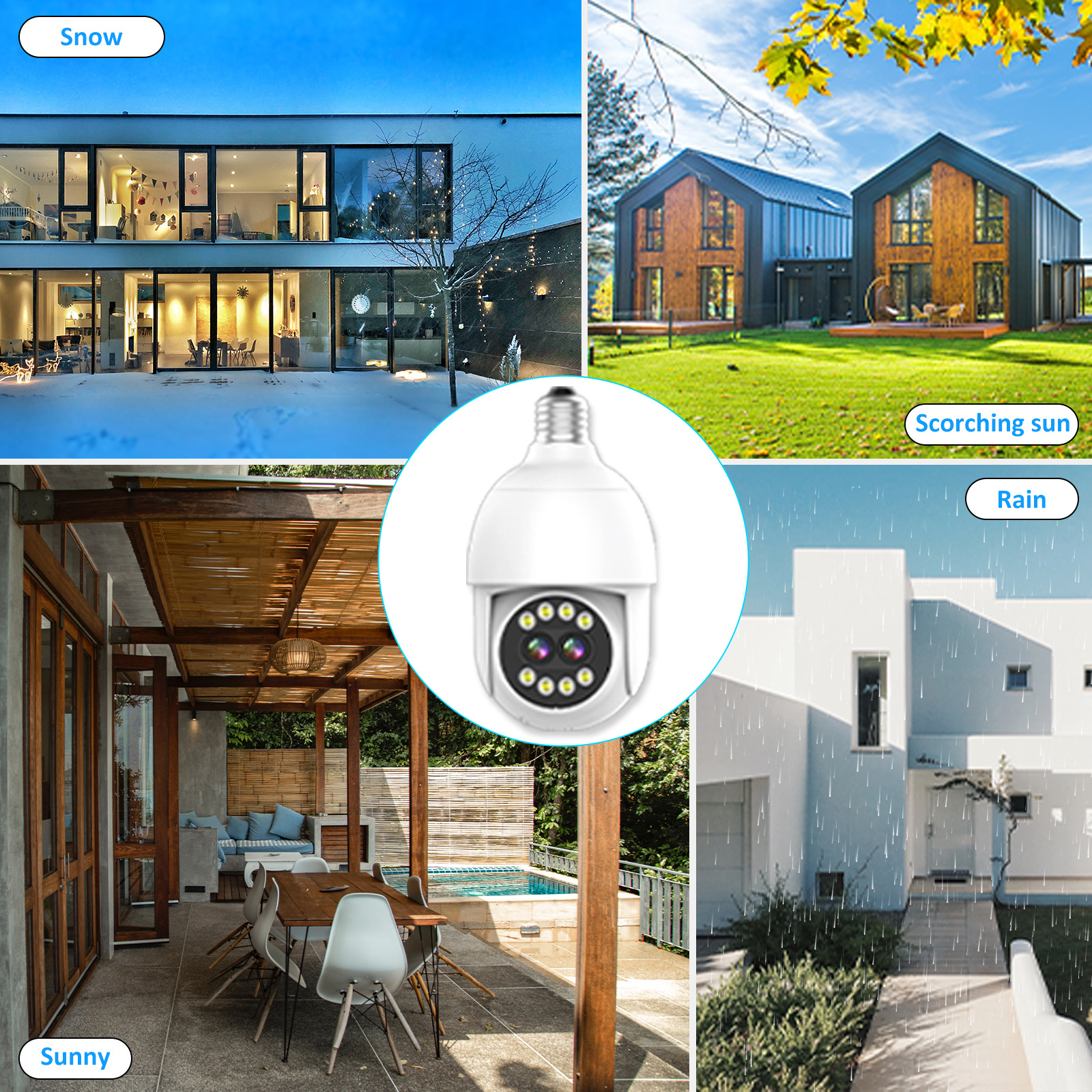 Fuente fábrica para exteriores zoom bombilla cámara E27 portalámparas comercio exterior estilo explosivo transfronterizo monitor PTZ inalámbrico