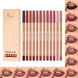 European and American Cross-Border Pudaier Matte Lip Liner Set Outlines Lips Export Beauty Makeup 12-Color Lipstick Lip Pencil
