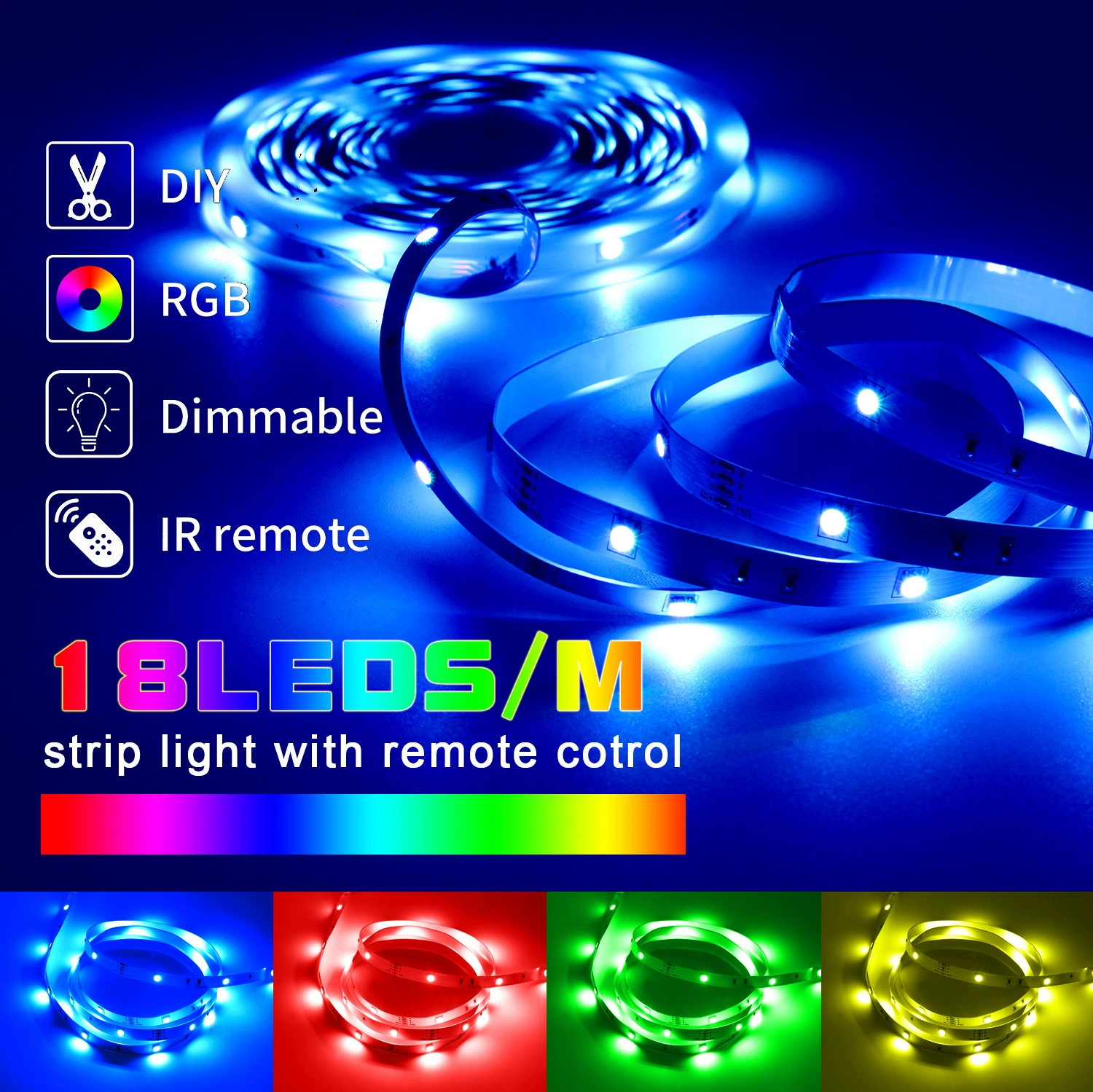 Подсветка интерьера LED атмосфера свет 24-кнопки инфракрасный 5050RGB-12V 5 метров 90 светодиодов набор ленты 5050