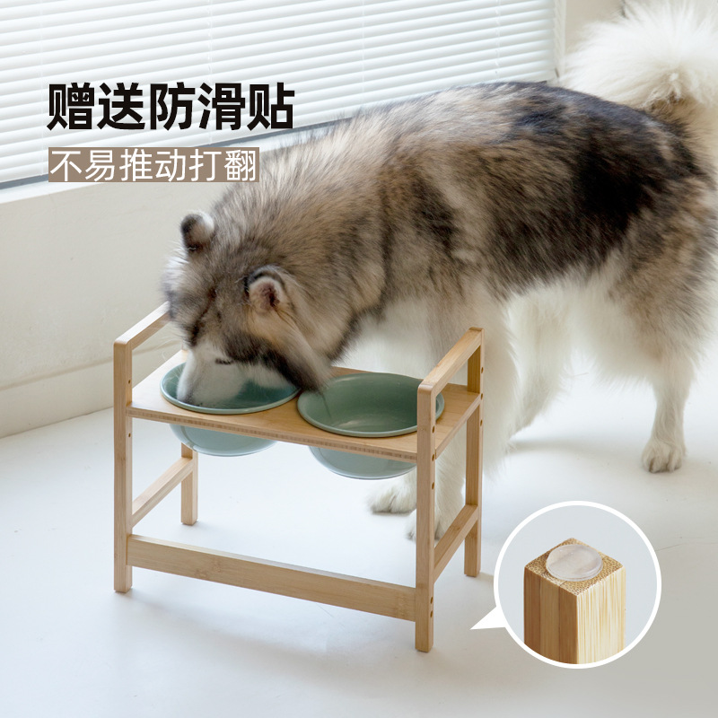 Tazón para perros de cerámica transfronteriza de gran capacidad Tazón para comida para perros Tazón para comida para perros Tazón para agua para perros Plato para perros Tazón doble para gatos Protección de la columna cervical