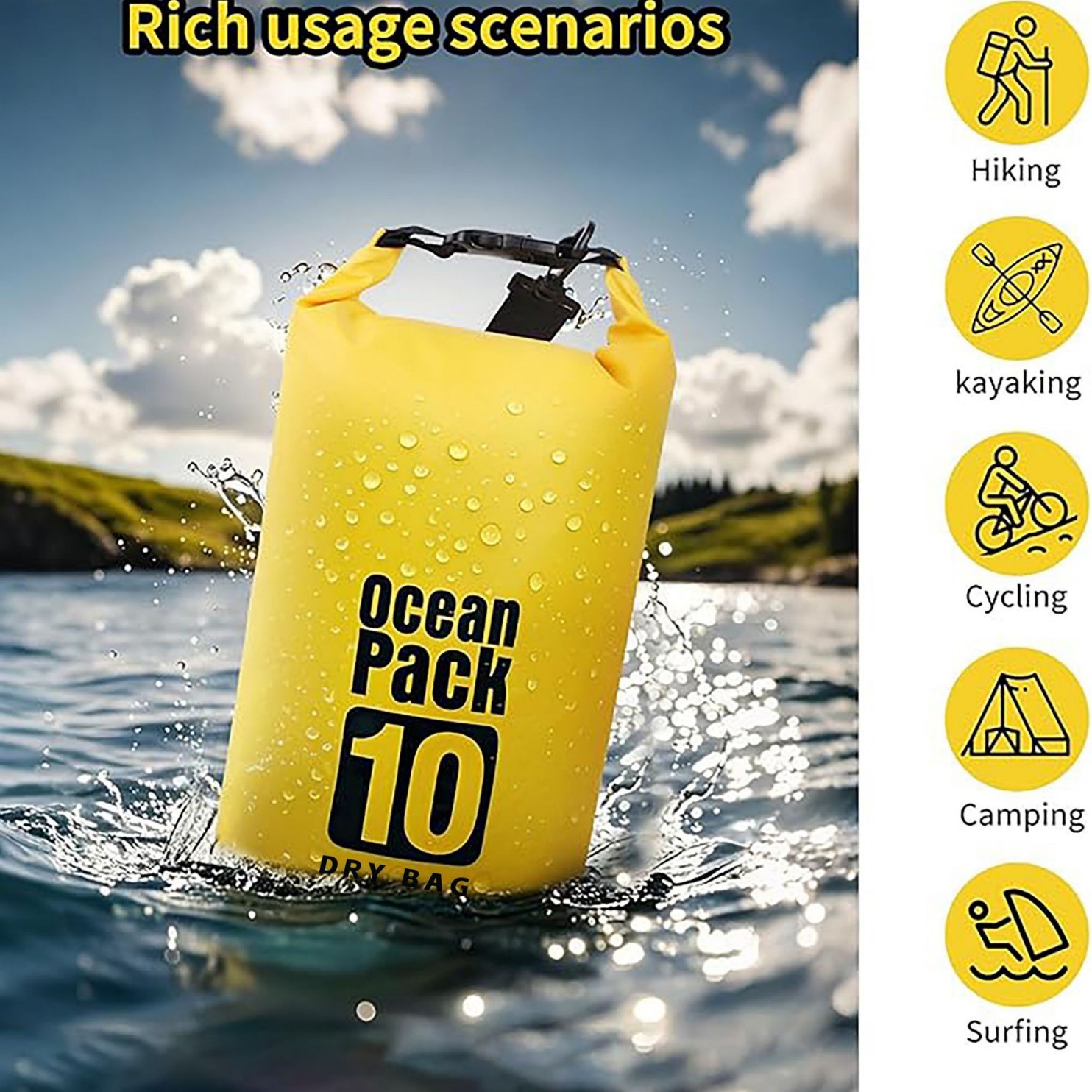New Outdoor Travel Waterproof Bucket Bag, Diving and Swimming Storage Bag, River Rafting and Snorkeling Bucket Bag