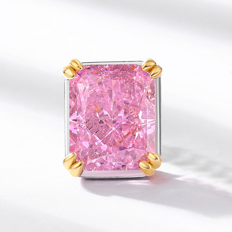 Wilsheng nuevo estilo europeo y americano rosa de alto carbono diamante pendientes alto sentido nicho joyería TikTok vivir dedicado