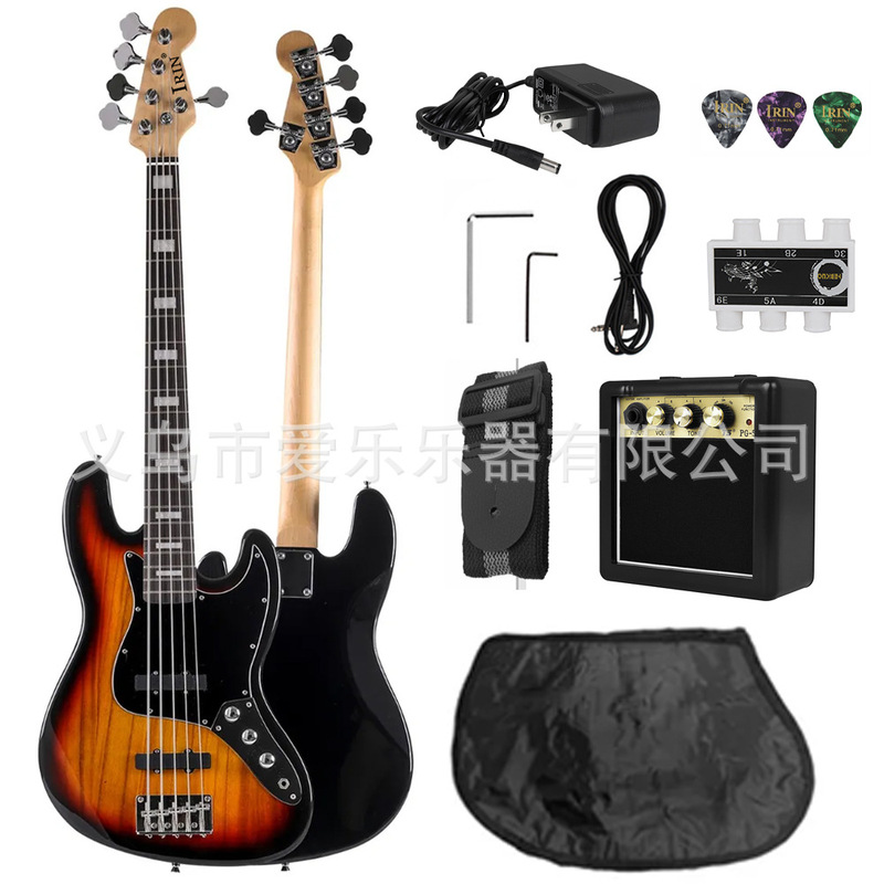 Cross-Border Five-String Electric Bass Set Rosewood Bass Electric Guitar Kidsren's Beginner 5-String Electric Bass 4-String Bass