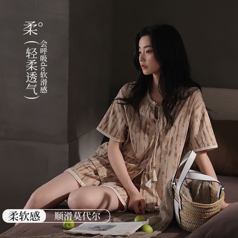 [Super Soft] New Pajamas Women's Summer Cool Short-Sleeved Shorts High-Quality Modal Home Clothes Set