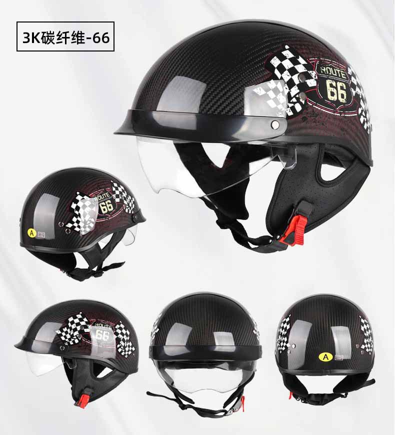 Carbon fiber half helmet motorcycle helmet retro 3C certified men's summer helmet for motorcycles, motorbikes, electric vehicles, women's all-season helmet