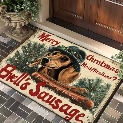 Avtomobil döşəmə paspasları — American-style cartoon dog floor - christmas-dog-6-4060cmcrystal-velvet-with-dot-plastic-backing