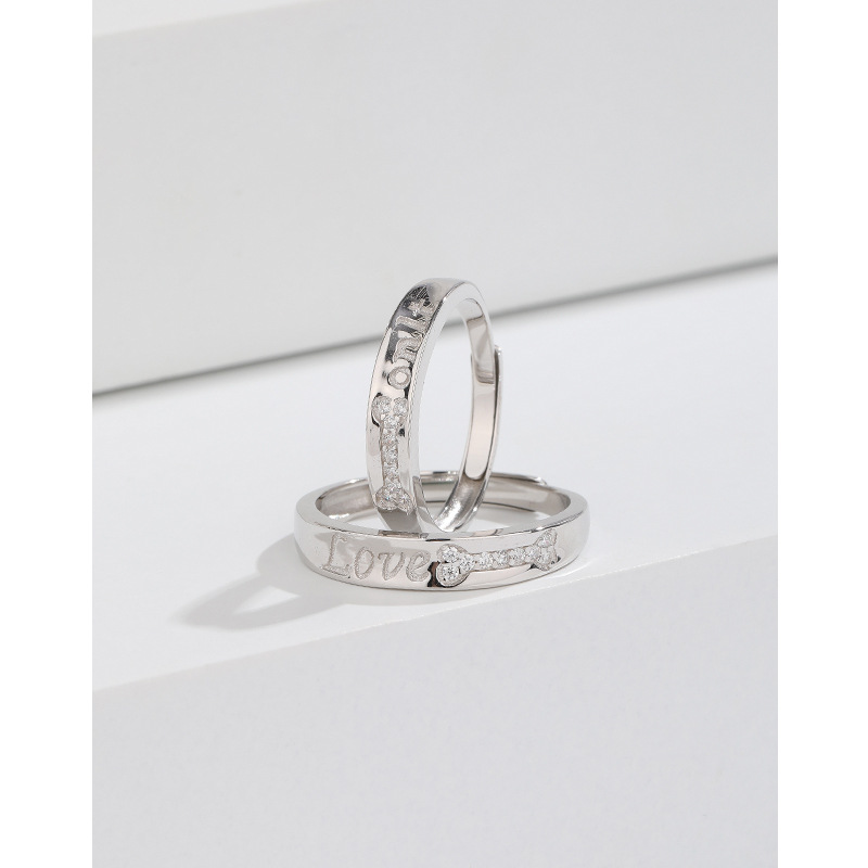Anillo de pareja anillo de pareja de plata esterlina anillo de moda de diseño de nicho abierto regalo de San Valentín para novia