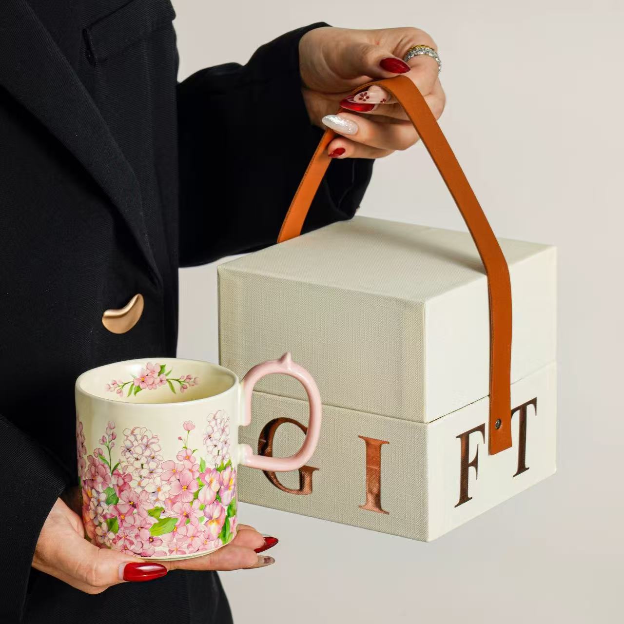 Jardín de brocade tazas de cerámica de alta calidad tazas de agua domésticas de oficina de niñas tazas de café de flores de té exquisitas