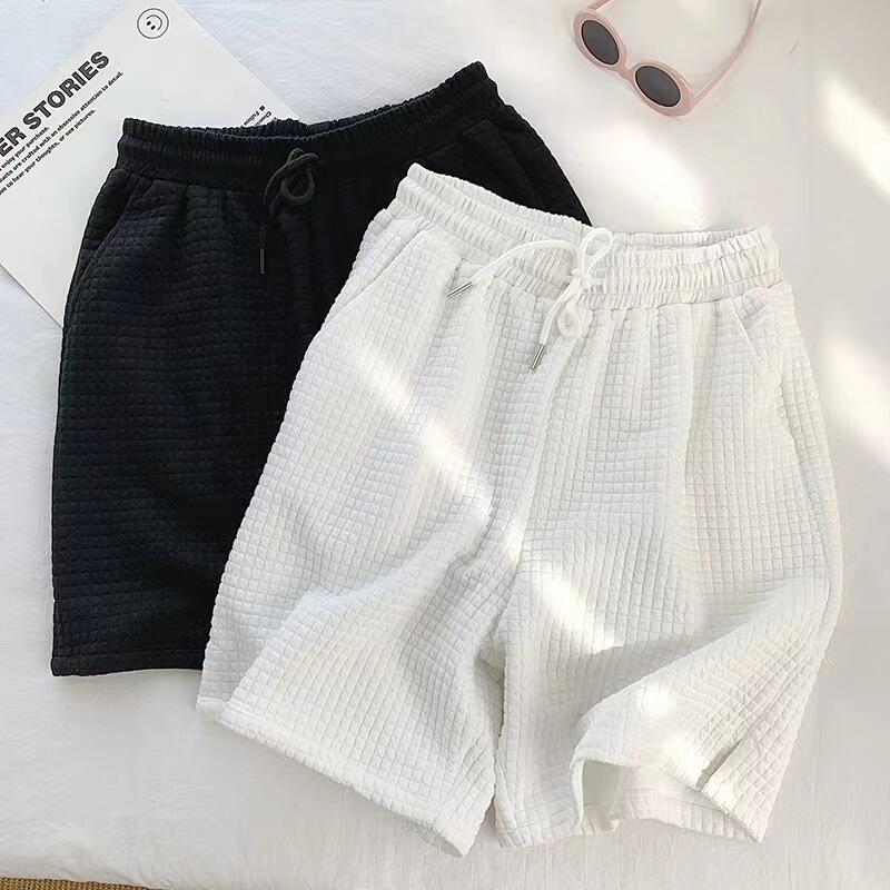 Waffle Sports Shorts Men's 2023 Summer Fashionable Loose Five-point Pants ins Split Design Casual Pants Waffle Sports Shorts Men's 2023 Summer Fashionable Loose Five-point Pants ins Split Design Casual Pants
