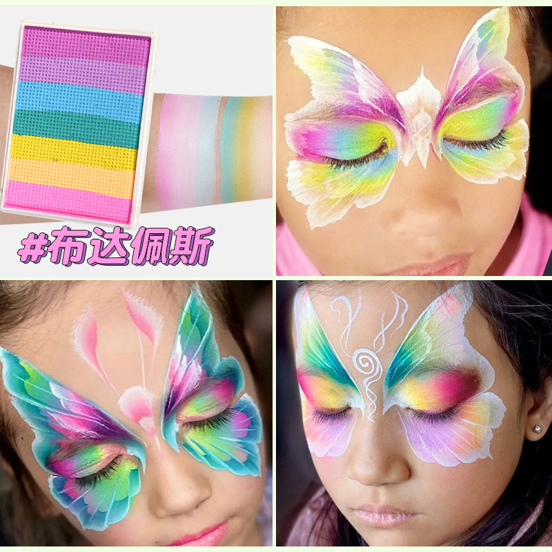 50g 6 colores a juego Arco Iris tira cara pintura a base de agua color a juego pigmento lavable cuerpo Arco Iris Cara color cubierta