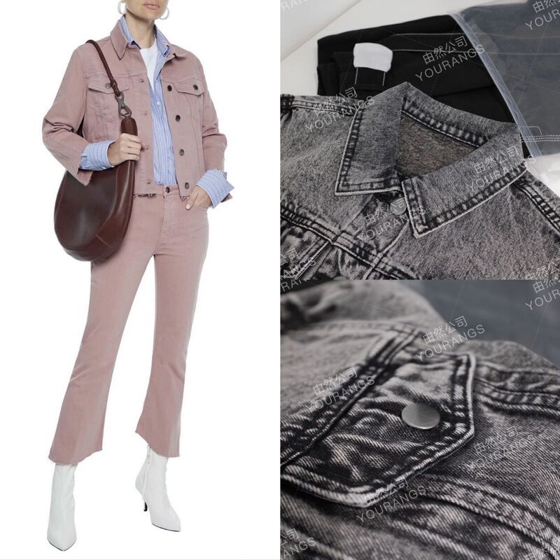 [Kui Qing 80] Snowflake Wash Dyed FR Sailuofang Slim Fit Short Denim Jacket Coat
