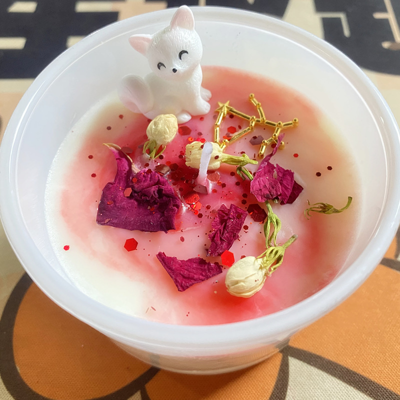 Little Fox Cane Candle Ice Flower Lovely Creativity Regalo Velas Rosa