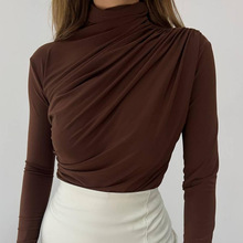 2024欧美跨境亚马逊秋冬新款长袖打底衫上衣修身T恤女装休闲百搭