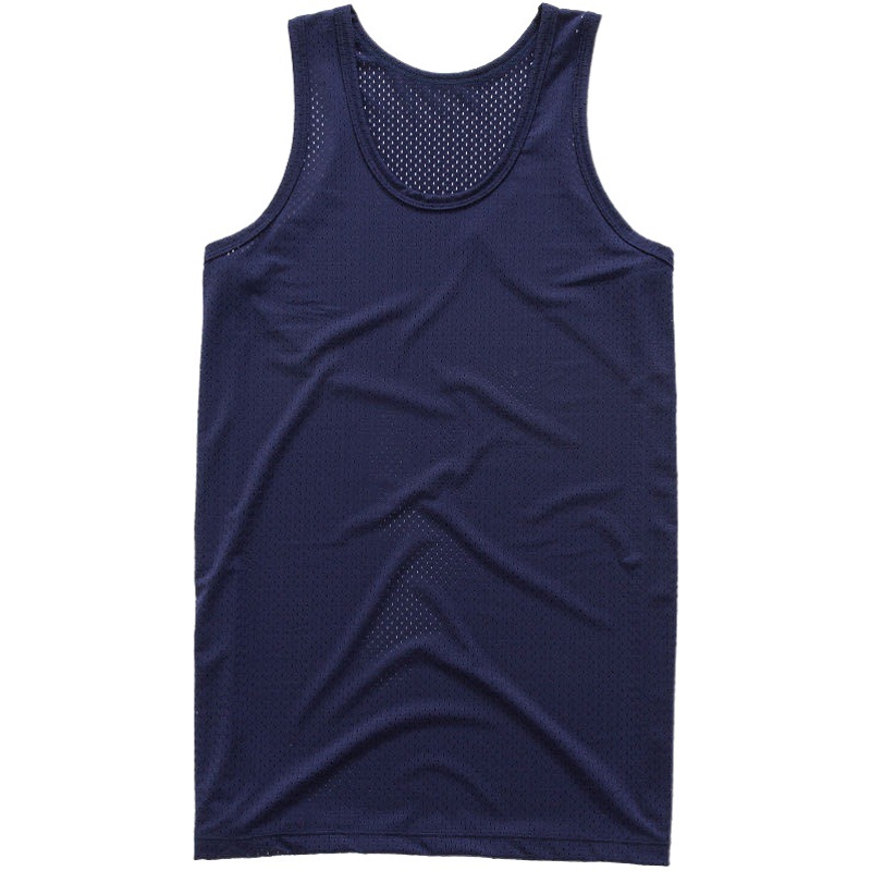 Ice Silk vest men's fashionable thin mesh hole breathable quick-drying sports wide shoulder outer wear men's sleeveless T-shirt summer