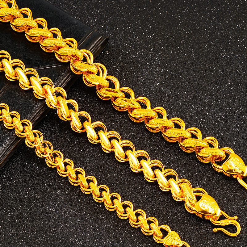 Luxurious Imitation 24K Gold Braided Boss Chain Bracelet for Men and Women, Thai Style Chain, Sand Gold, Popular on Social Media, Hot-Selling Jewelry Luxurious Imitation 24K Gold Braided Boss Chain Bracelet for Men and Women, Thai Style Chain, Sand Gold, Popular on Social Media, Hot-Selling Jewelry