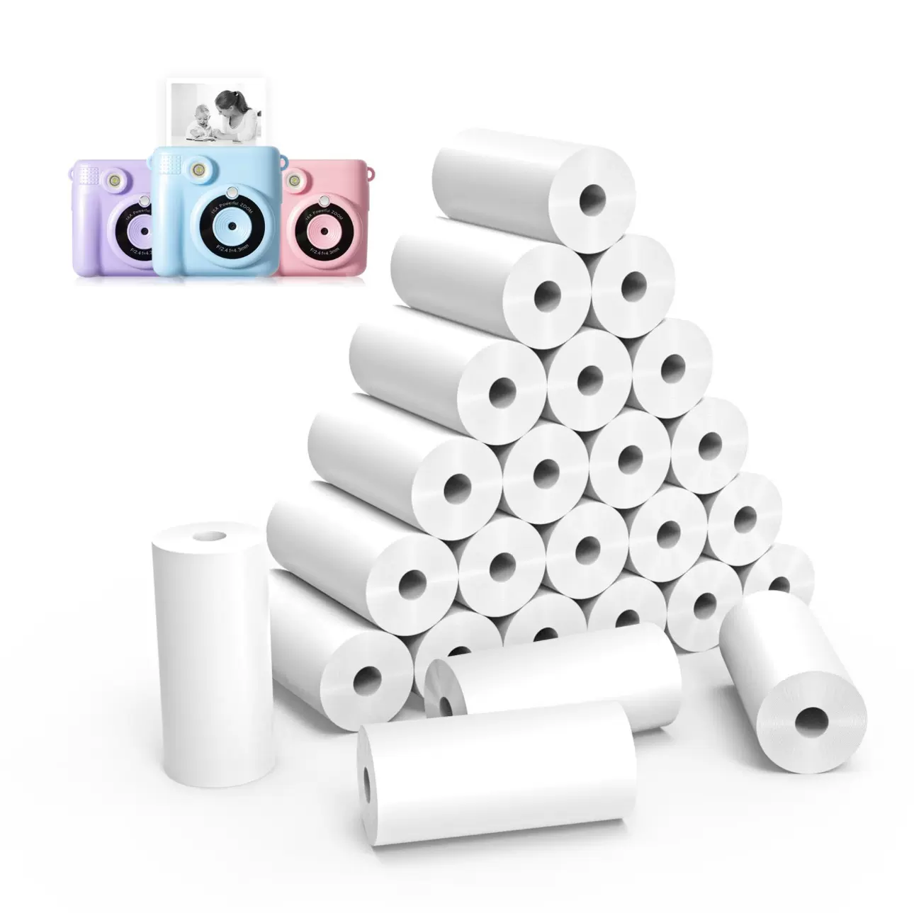 儿童相机专用相纸喵喵机三防热敏纸57x25儿童拍立得不干胶三防纸