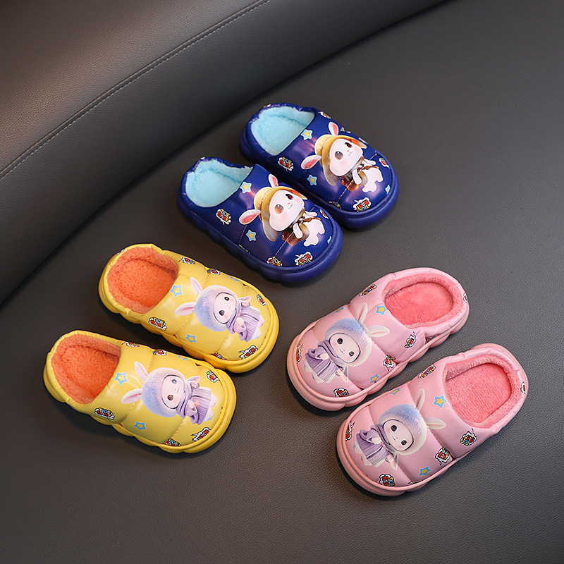 Children's Winter Household Warm Cotton Shoes New Thickened Non-slip Soft Bottom Cartoon Cute Indoor Home Cotton Slippers