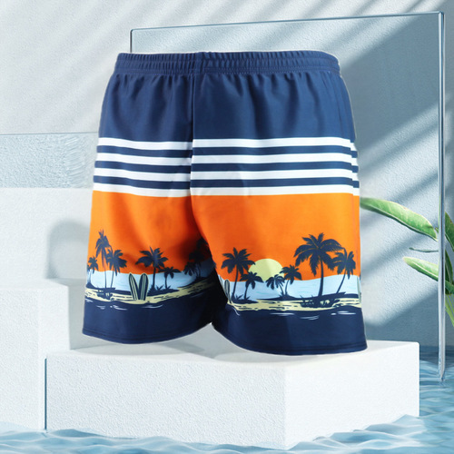 Men's Plus Size Loose Comfort Swim Trunks with Flat Bottom, Beach, Hot Spring, and Sand Shorts