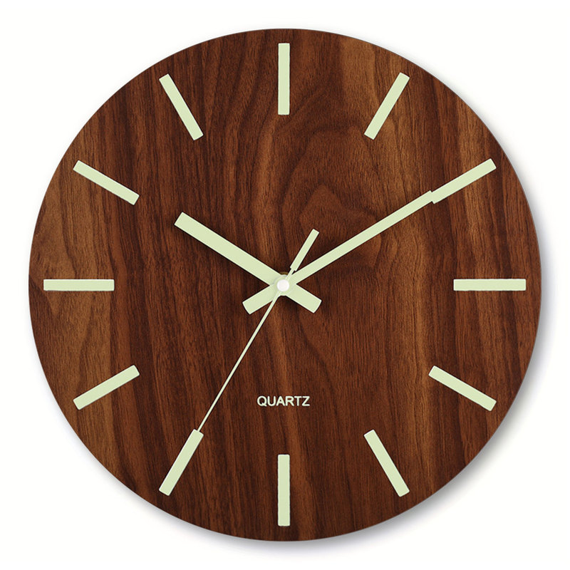 12inch 発光壁時計サイレント木製木目調発光時計 MDF 蛍光 Amazon 爆発卸売|undefined