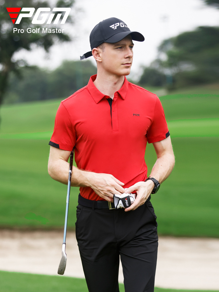 Áo thun golf nam ngắn tay PGM hút ẩm nhanh khô — YF587-màu trắng, YF587-Màu đen, YF587-màu đỏ