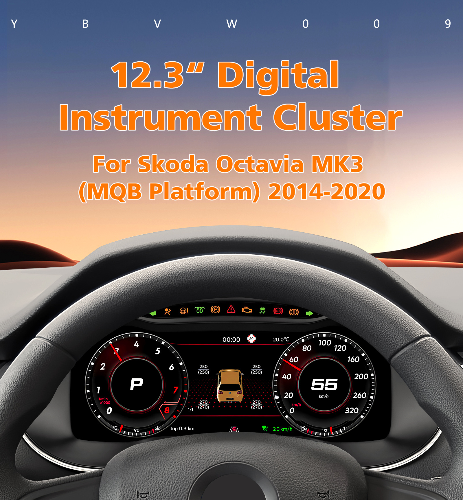 Suitable for Volkswagen Skoda Octavia instrument panel, 2014-2020 models, old-to-new full LCD instrument panel, supports multiple UI options