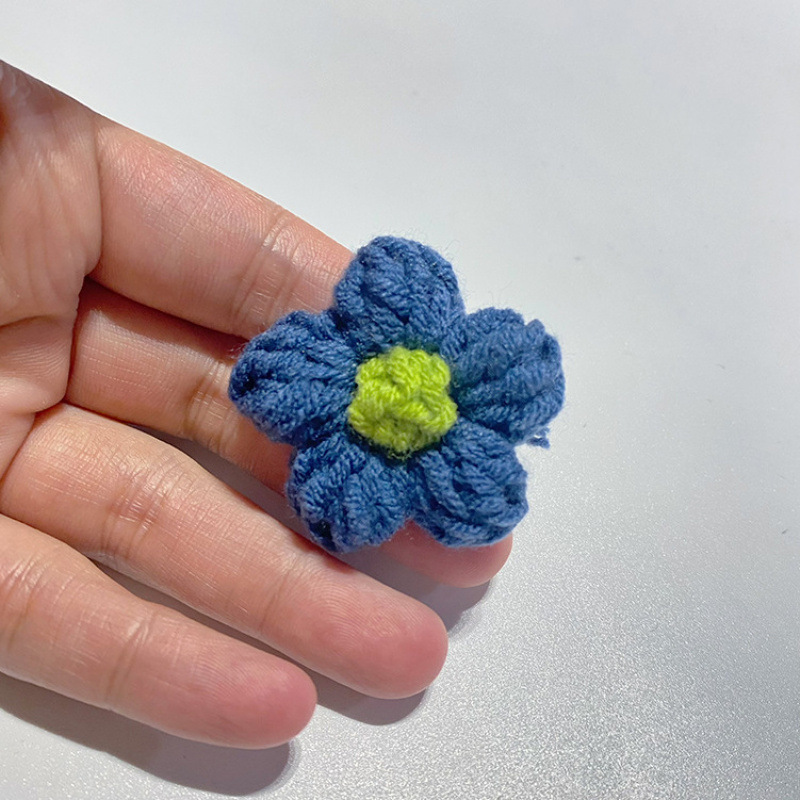 现货手工钩织泡芙花毛线花朵服装辅料饰品胸花包包仿真花花束配件|undefined