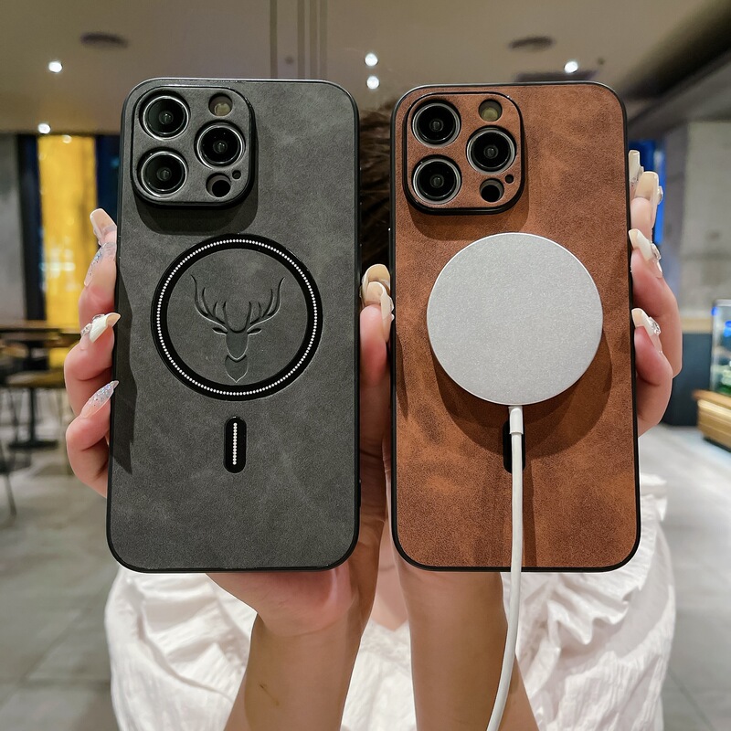 iPhone17Promax 鹿頭磁気 15 携帯電話ケース Apple 16pro ラムスキン保護カバークロスボーダー|undefined