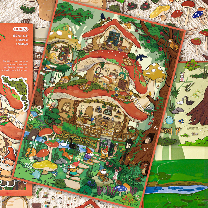 Stickers in Enlarged Version, Landscape Stickers, Gnome Tribe Diary, Cute Cartoon 3D Miniature Scene Stickers, Stress Relief Stickers in Enlarged Version, Landscape Stickers, Gnome Tribe Diary, Cute Cartoon 3D Miniature Scene Stickers, Stress Relief